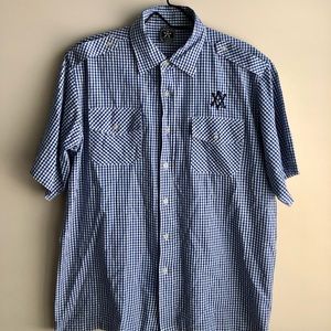 Avirex Men’s Checkers Short Sleeve Button Up Shirt